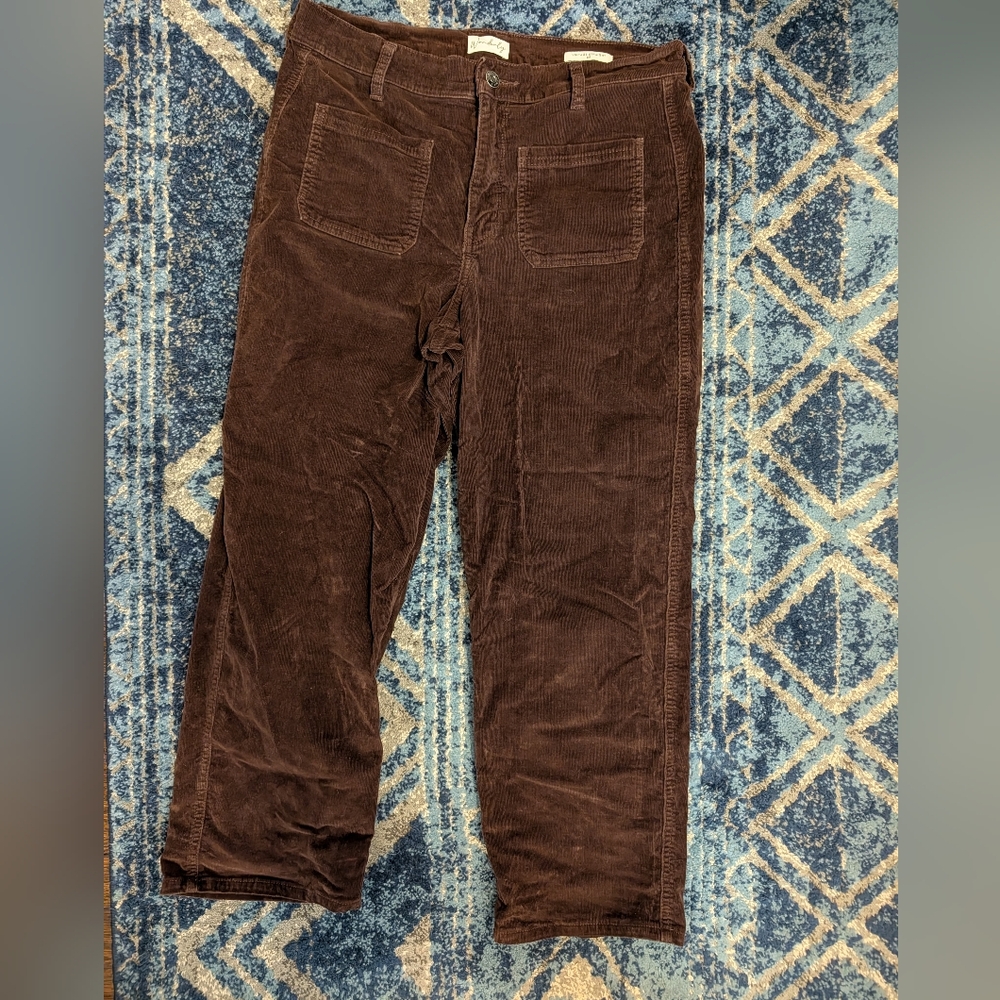 Women's Wonderly Vintage Straight Leg Dark Brown Cotton Corduroy Pants - size 8